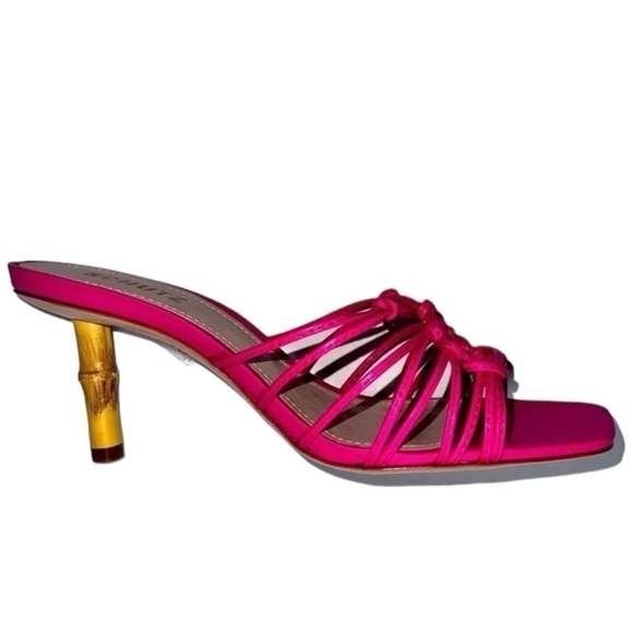 Schutz Dileni Bamboo Heel‎ Sandals Pink 8 B - Picture 5 of 9
